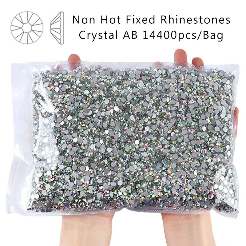 Wholesale 14400PCS/Bag Crystal AB Glitter Non fix Rhinestones Nails Charms Diamond Accessories for Nail Art Decoration 240401