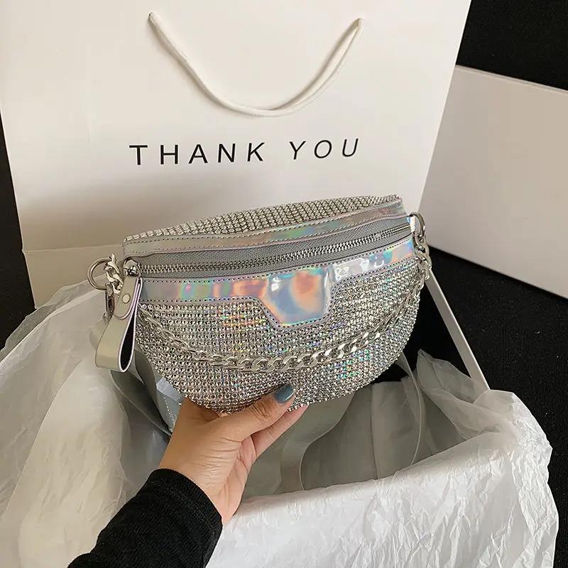 Practical Fanny Pack Diamond Waist Belt Bag Luxury Designer Shoulder Bags For Women Fashion Handbag Chain Chest Crossbody