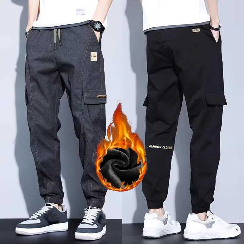 Mens Fashion ConciseOffice Harem Pants Holiday Party Plush Winter Cargo Trousers Classic Thicken Casual Pants Plus Size S-3XL LX241107
