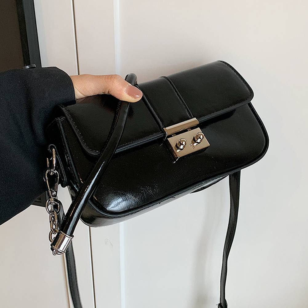 Women Shiny Shoulder Bag PU Leather Fashion Tote Handbag Adjustable Strap Casual Top Handle Bag Ladies Commute Bag