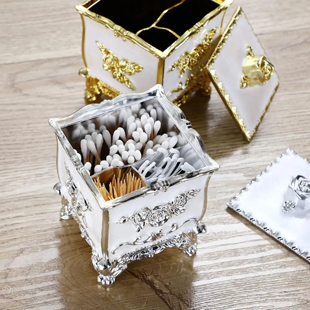 Attractive Cotton Swab Container European Style Long Lasting Charming Organizer Box Household Supplies 240327
