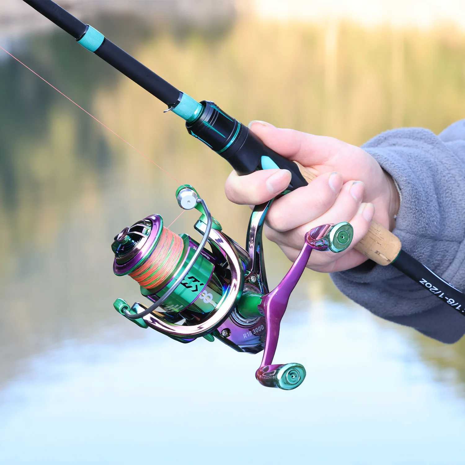 Sougayilang fishing rod and reel combination kit Caen fiber 1.8/2.1m fishing rod and 5.0 1 freshwater fishing gear ratio kit W241108
