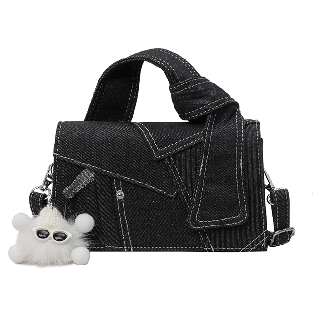 Denim Small Tote Bag Magnetic Button Shoulder Bag Adjustable Strap Women Top-Handle Bag Satchel Purse Commuter Travel Bag