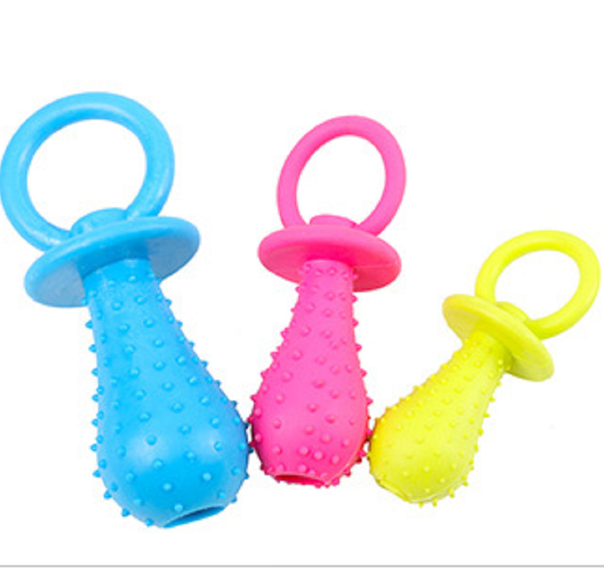 Newly Designed Wholesale Pet Supplies TPR Candy Colored Tear-Resistant Bite Soothing Pacifier Chew Toys