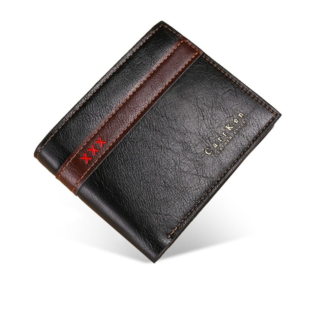 Portable Solid Color Men's Short Wallet Waterproof Leisure Male Leather Purse Simple Slim Card Wallet Travel