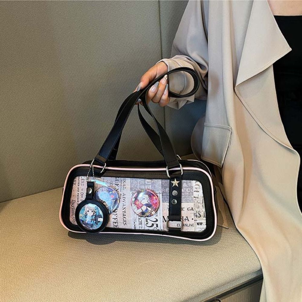 Casual Single Badge Itabag Simple Itabag PU Idol Merchandise Storage Transparent Pocket Mini Korean Style Shoulder Bag Women