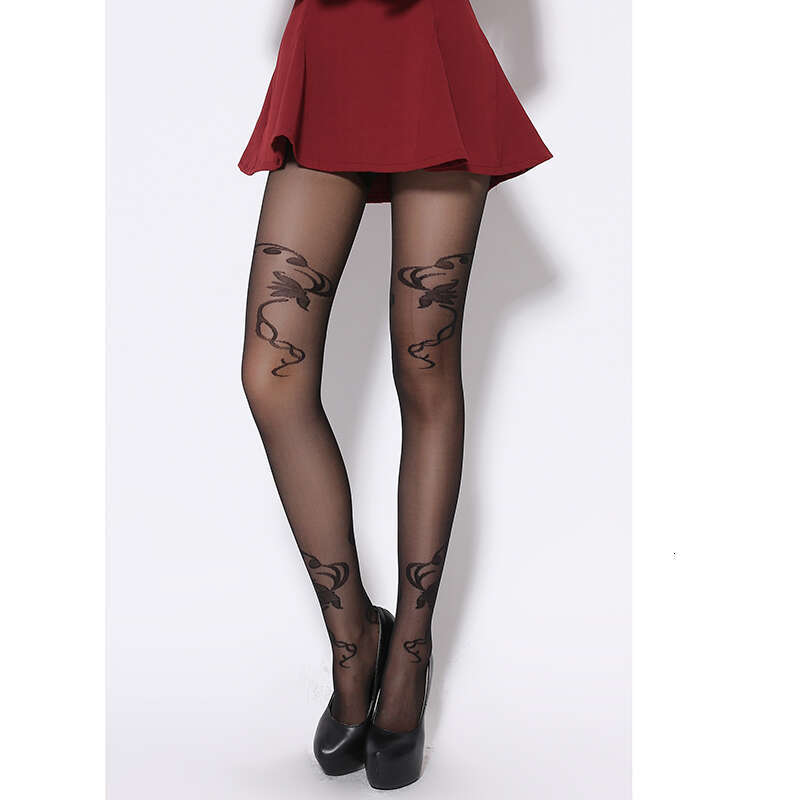 20 Denier Ultra Sheer Summer Black Fashionable And Sexy Woman Pattern Jacquard Core-Spun Silk Pantyhose Tights Stocking