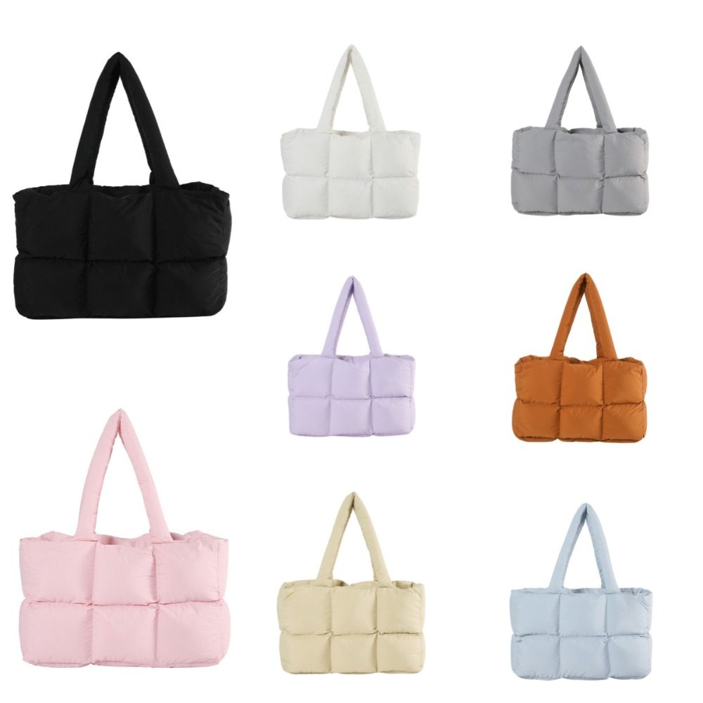 Casual School Bag Down Cloth Handbag Commute Underarm Bag Large Capacity Tote Bag Simple Fashion Puffy Bags Girls