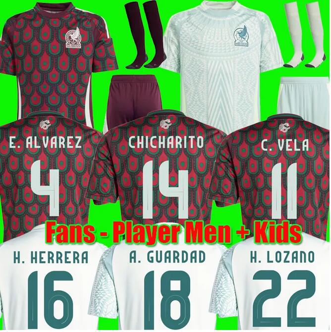 Mexico 2024 2025 soccer jerseys WOMEN uniforms goalkeeper long sleeve Fans player version 24 25 CHICHARITO G.DOS SANTOS Camisetas Men Set Kids Kit football shirts FHG