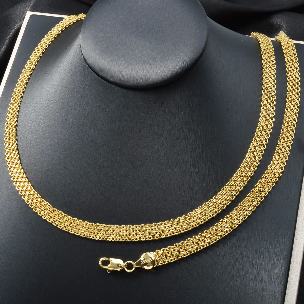 Diana Baby Simple Jewelry Sets 2PCS 18K Gold Plated Flat Snake Chain African Necklace Wedding Bracelets Birthday Gift Party 241107