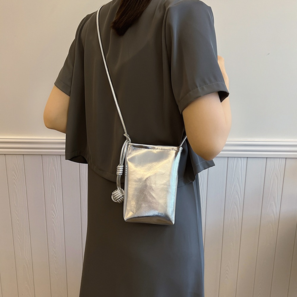 Pu Leather Mobile Phone Bag Bright Surface Korean Style Single Shoulder Bag Single Shoulder Luxury Crossbody Phone Bag Women