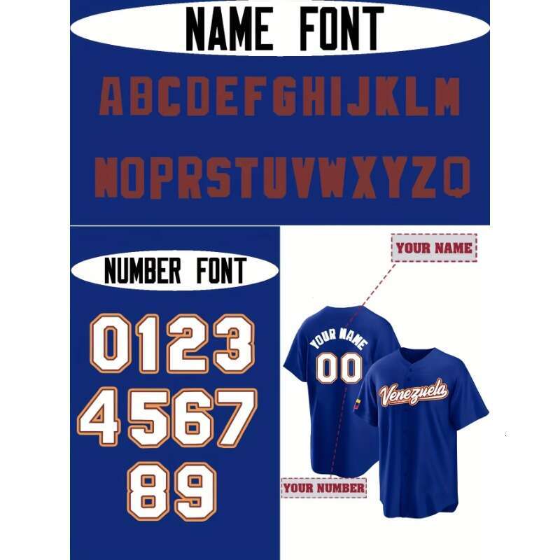 2025 Personalized Name&Number Venezuela Baseball Jersey-Men's Loose Fit Short Sleeve Sports Shirt for Team Training Embroidery Design