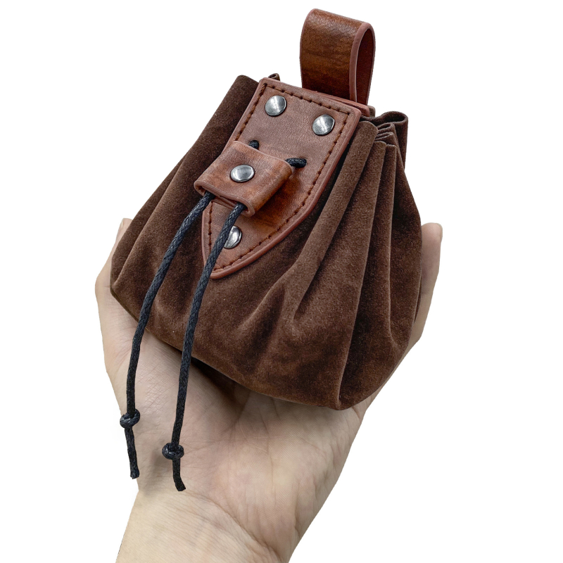 zxx Medieval Renaissance Belt Bag Celtic Viking Coin Pouch Steampunk Drawstring Purse Viking Style Pu Leather Pocket Bag