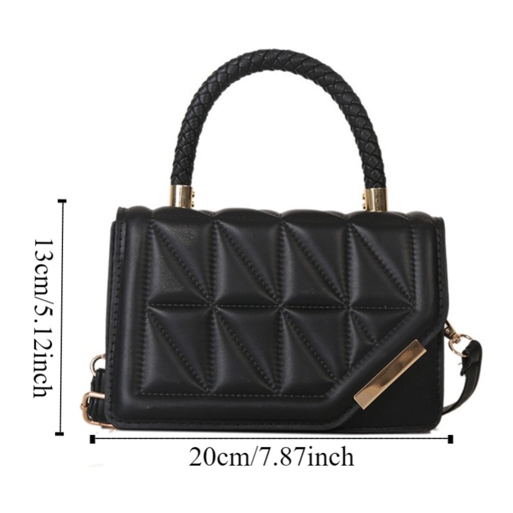 PU Leather Plaid Leather Square Handbags Solid Color Korean Style Single Shoulder Bag Temperament All-match Crossbody Sling Bag