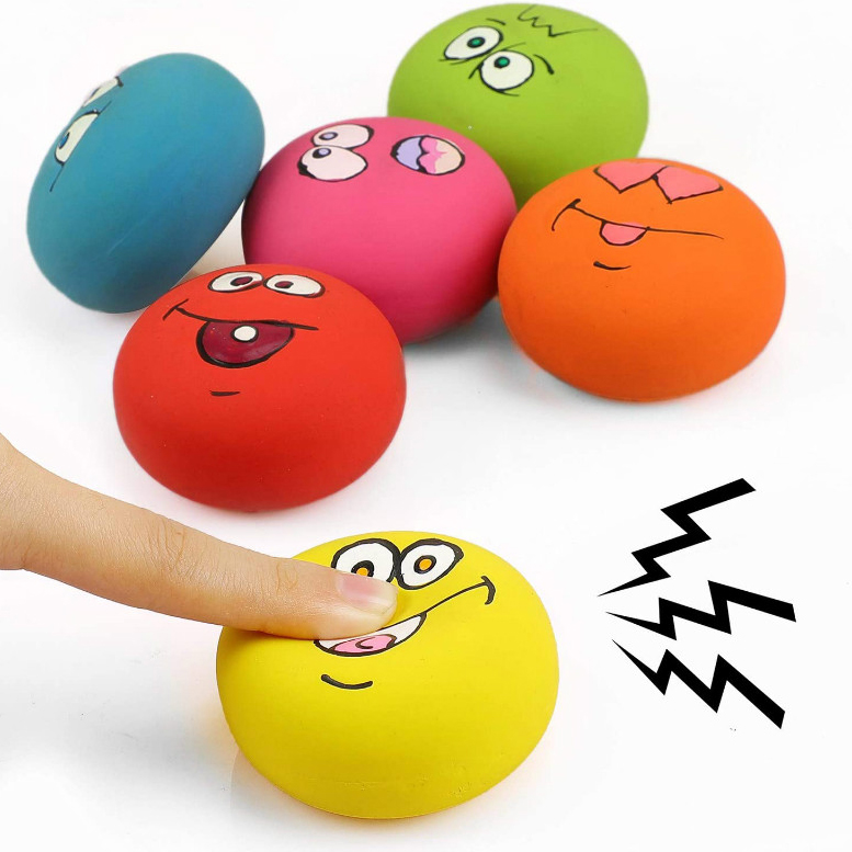 Smile Face Dog Squeaky Toys Soft Latex Puppy Pet Dogs Squeak Balls