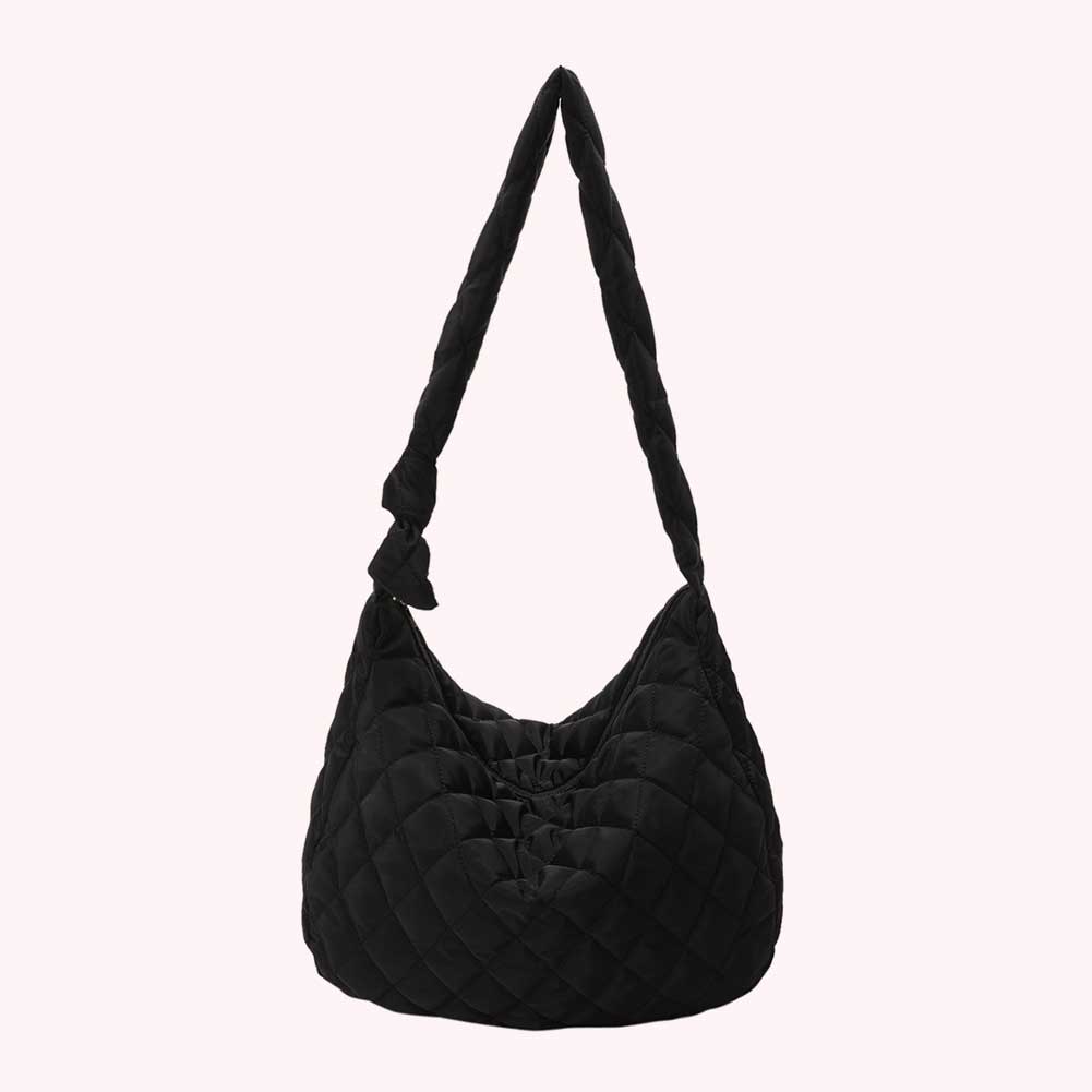Large Capacity Messenger Bag Solid Color Quilted Crossbody Bag Soft Cotton Lightweight Casual Zipper for Women Birthday Gift