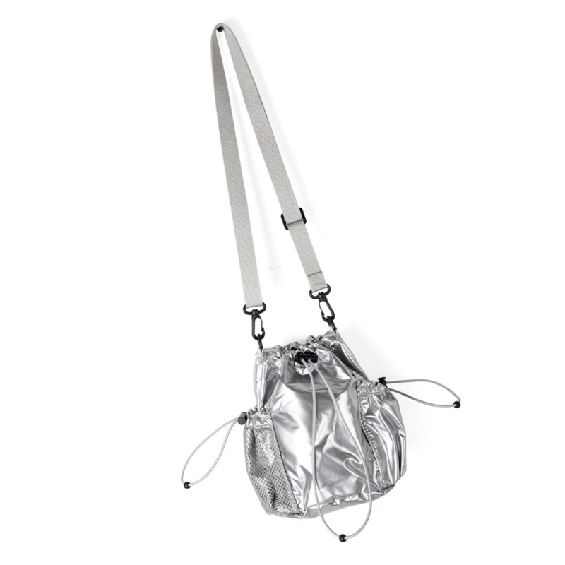 Multi Purpose Nylon Drawstring Bucket Bag With Adjustable Shoulder Strap Crossbody Purse For Trendy Ladies Dropship