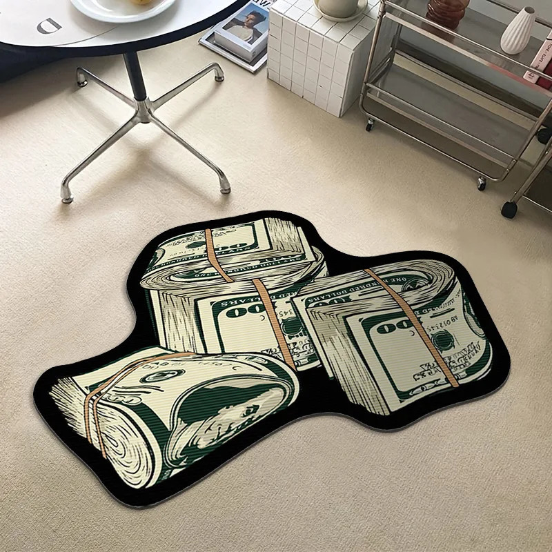 Dollar Carpet Banknote Series Shaped Floor Mat Fun Foot Mat Living Room Sofa Coffee Table Mat 241108