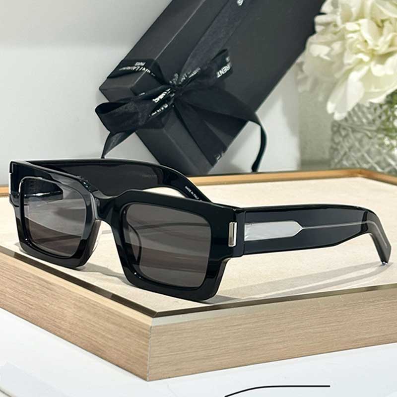 Designer Men Square Sunglasses SL572 Black Acetate Geometric Square Frame Grey Nylon Lens Luxury Women Rectangular Sunglasses Top Quality Outdoor Driving Glasses