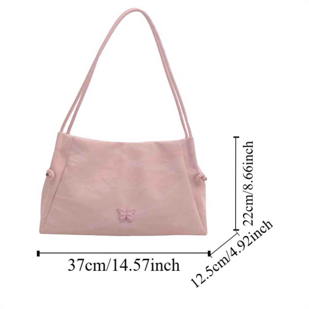 Solid Color Soft PU Shoulder Bag Magnetic Buckle Korean Style Texture Underarm Bag Waterproof Stylish Y2K Butterfly Handbag