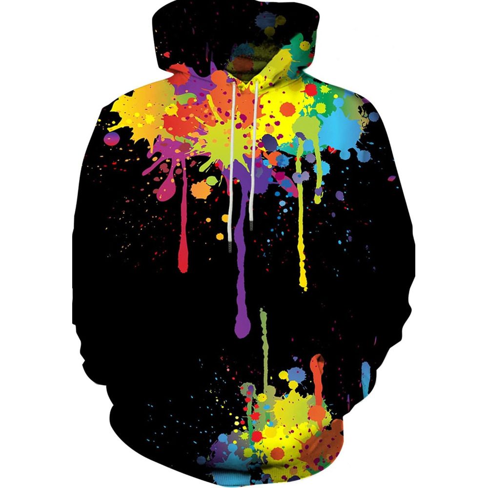 Hoodie for Mens Womens Unisex 3D Printed Hooded Sweatshirt Casual Pullover Hoodie with Big Pockets Graphic Trendy, dreamy, colorful, cute, black