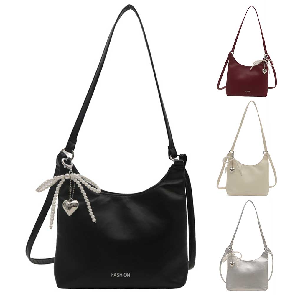 Women Luxury Crossbody Bag with Pendant Simple Tote Handbag PU Leather Travel Hobo Handbag Female Commute Bag