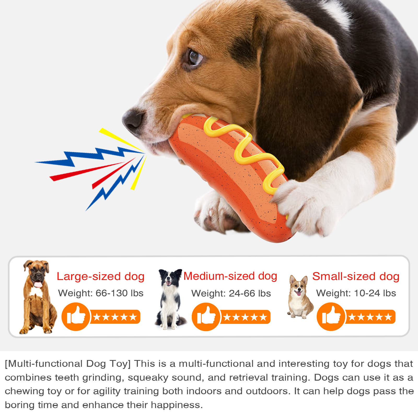 Hot Dog Squeaky Dog Toy sturdy and durable chewing teeth-cleaning sounding cheese grilled sausage interactive dog toys