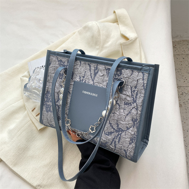 Fashion Casual Female Handbags Underarm Zipper Purse Luxury Ladies Pearl Chain Shoulder Bag Large Capacity Women's Tote Bags