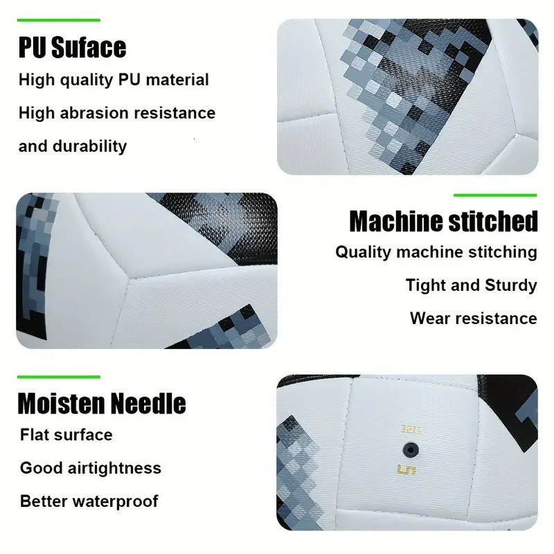 1 Classic Standard Size 5 Football PU Leather Football Training and Match Balls Football Outdoor Games 241106
