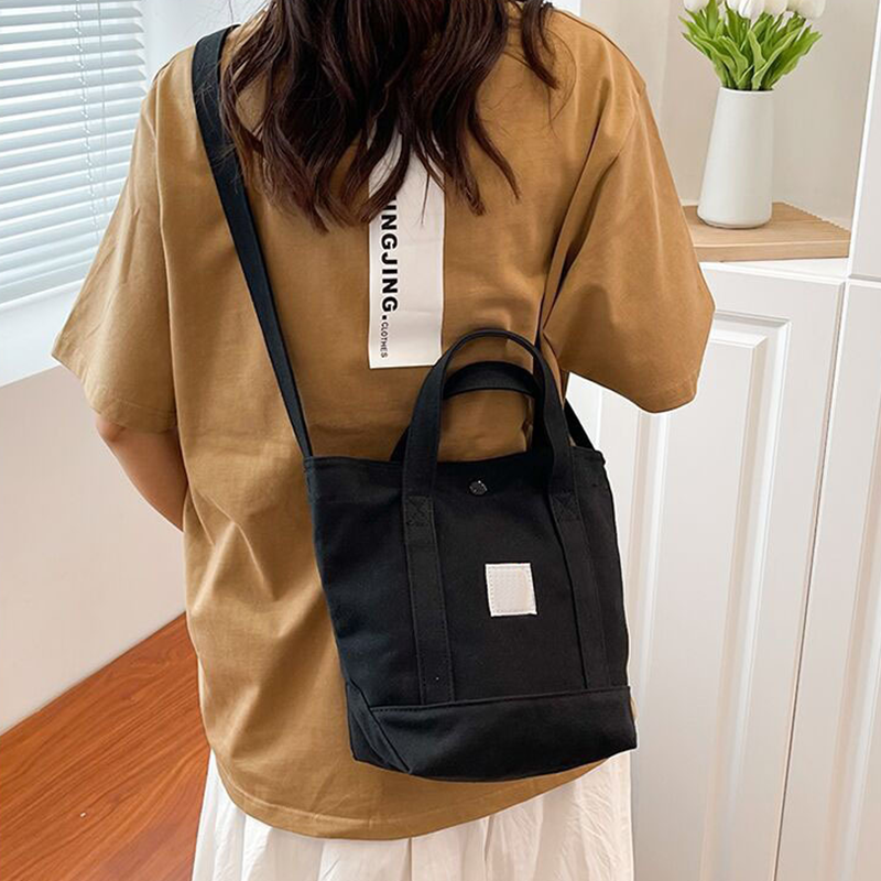 New Canvas Work Splicing Bag Handbag Bucket Bag Single Shoulder Tote Bag Fashion Slanting Cross Tide Women's Bags