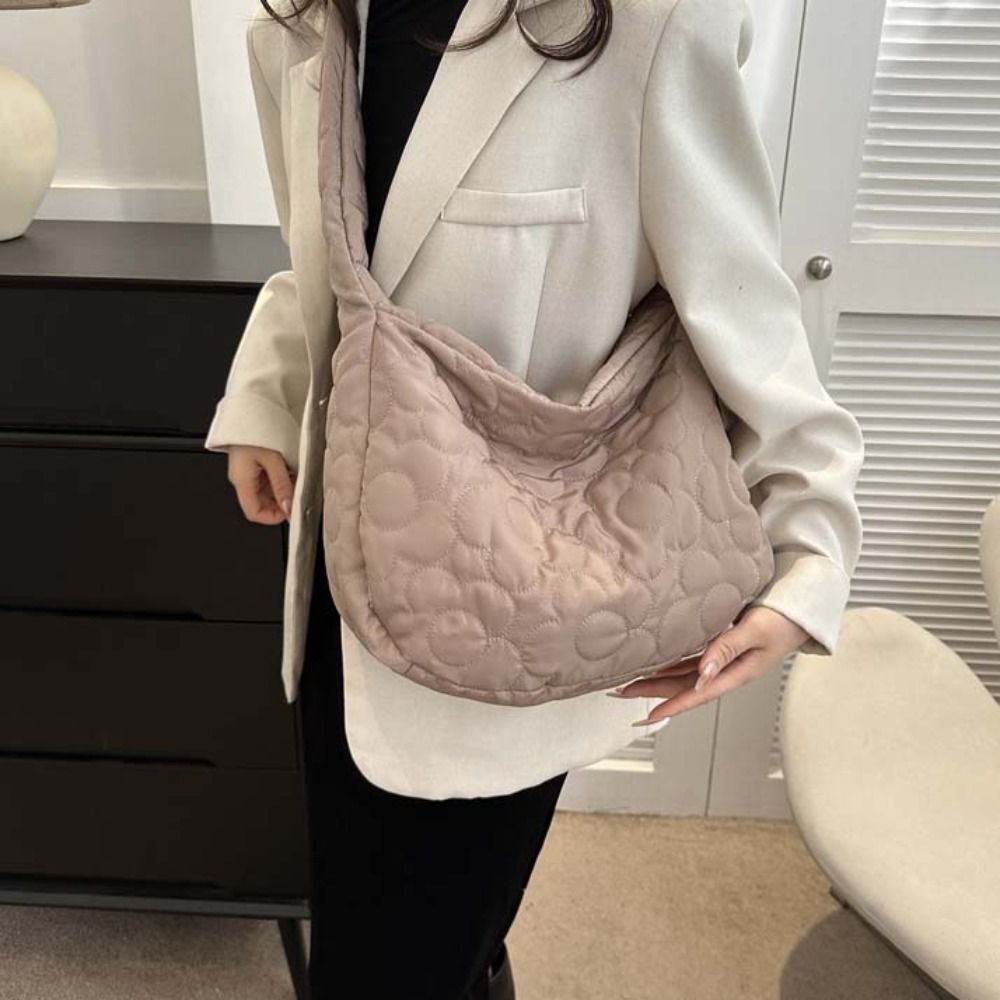 Solid Color Cloud Bubble Shoulder Bag Handbag Zipper Space Cotton Underarm Bag Shopping Bag Stroge Bag Flower Message Bag