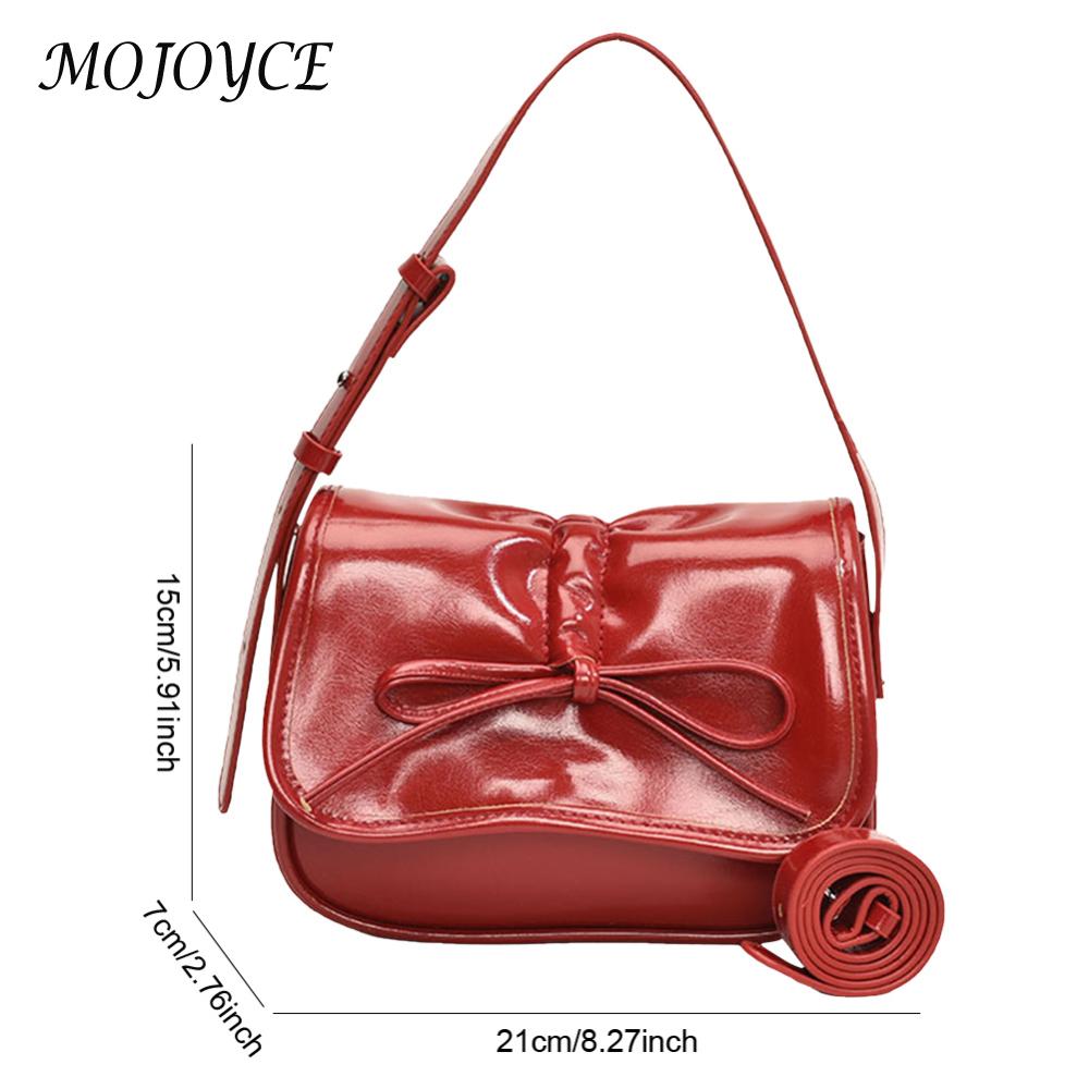 Underarm Bag for Women Bow Tie Crossbody Bag Pu Leather Adjustable Strap Hobo Bag Clutch Purse for Travel Work