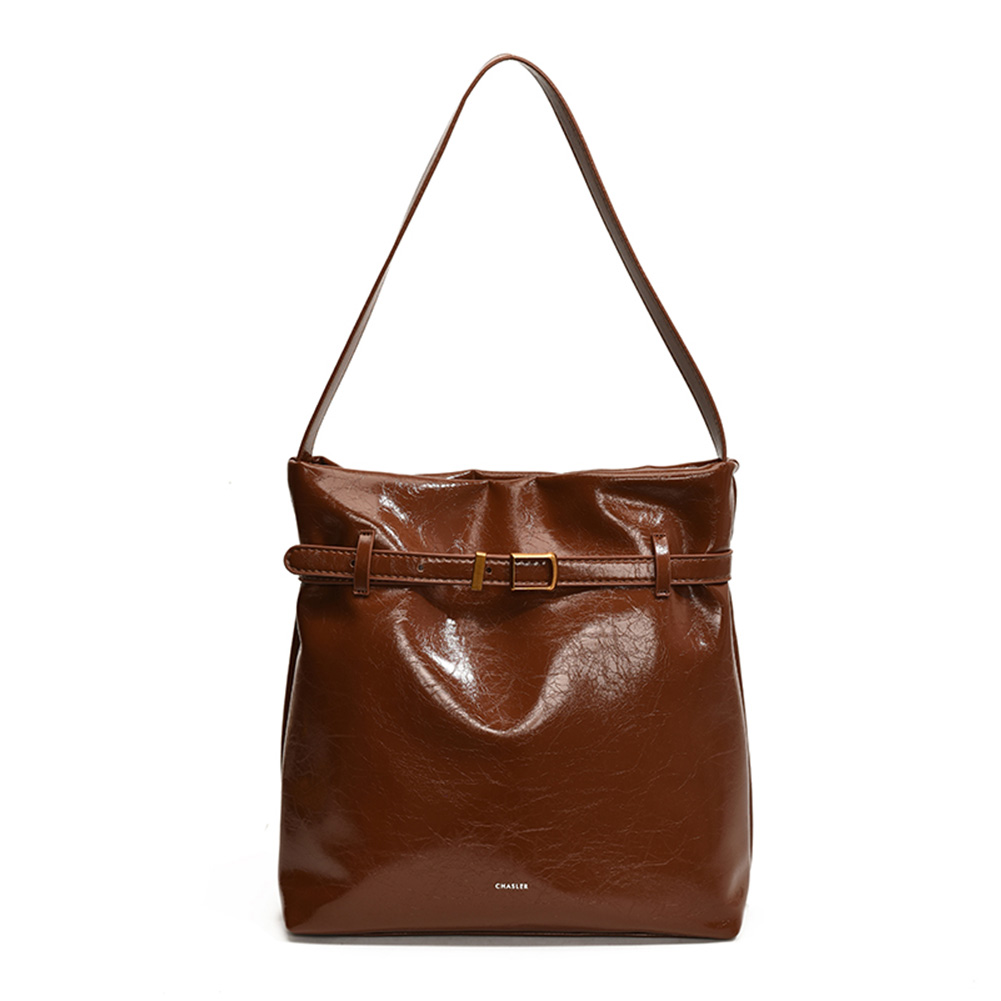 Shoulder Bag for Women Multi-pocket Bucket Bag PU Leather Solid Color Satchel Hobo Purse Trendy for Work Travel