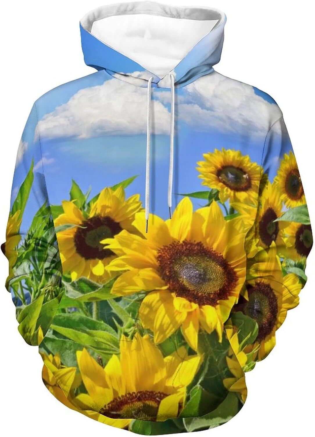 Hoodie for Mens Womens Beautiful Sunflowers Hoodies for Men 3D Print Pullover Hooded Drawstring Loose Sweatshirt with Big Pockets Graphic Trendy Sunfl