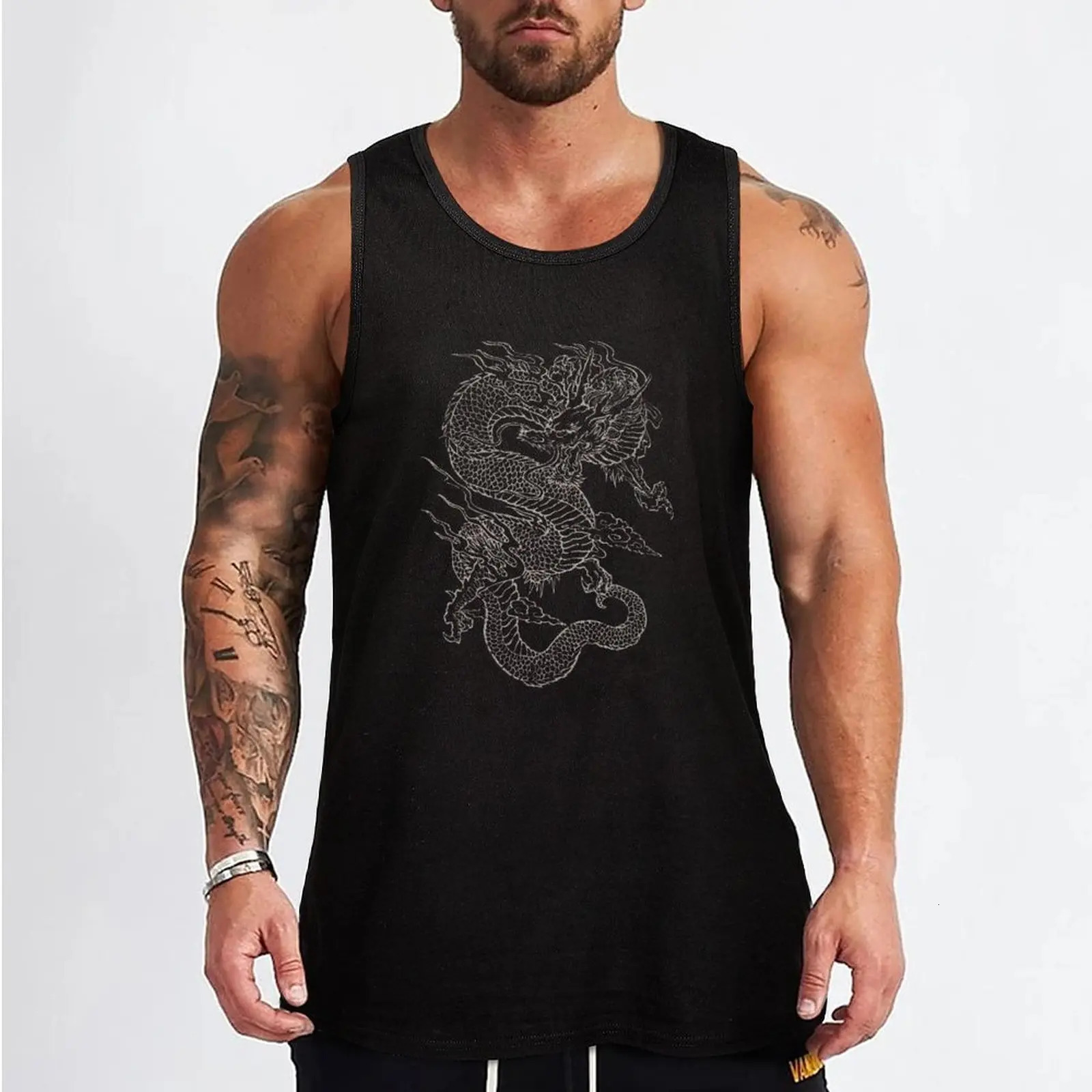 Vintage Dragon Tank Top sleeveless shirts vests for men 240408