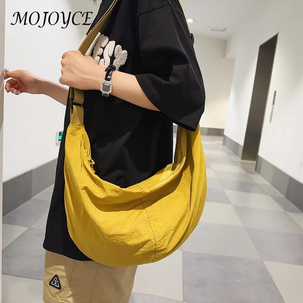 Hobo Bag Nylon Adjustable Strap Handbag for Women Waterproof Crescent Bag with Zipper Sling Purse for Office Shopping Travel