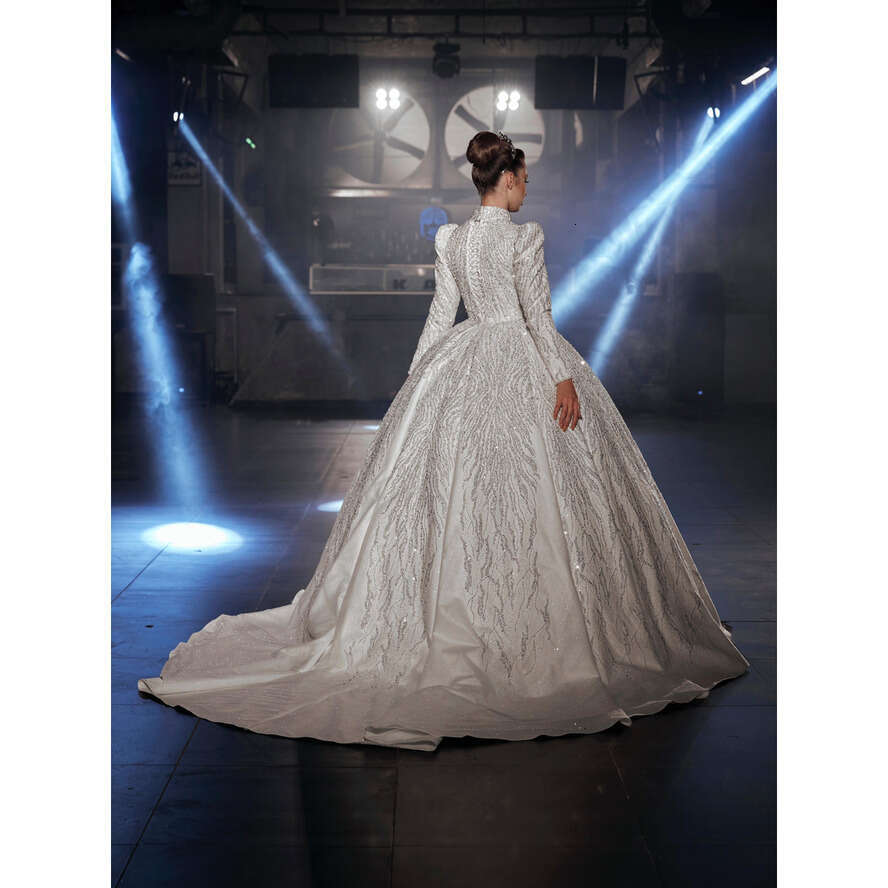 Dubai 2024 Bride Long Sleeves Sweep Train Wedding Party Dress