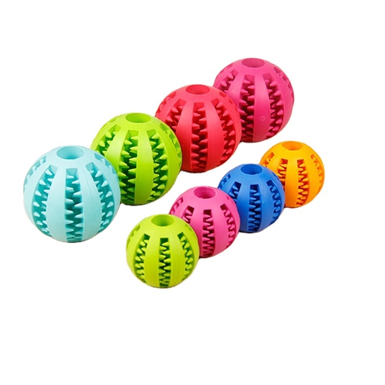 Wholesale sports balls food therapy feeders pet teeth cleaning toys dog chewing toys soft rubber balls