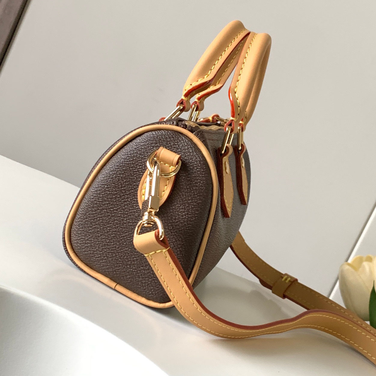 Top Designer Mini Nano 16cm Shoulder Bag Women Leather Denim Crossbody Luxury Brand Embossed Tote Purse Brown Flower Handbag