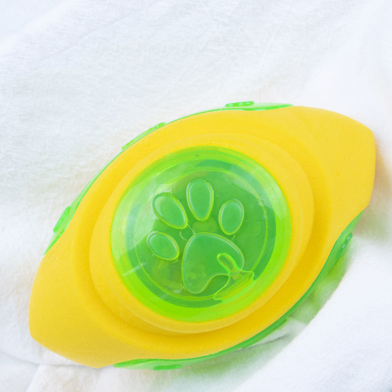 New TPR Toy Dog Boredom Toy Ball Sound Shiny Grinding Teeth Bite Resistant Wear Funny Rugby Ball Football