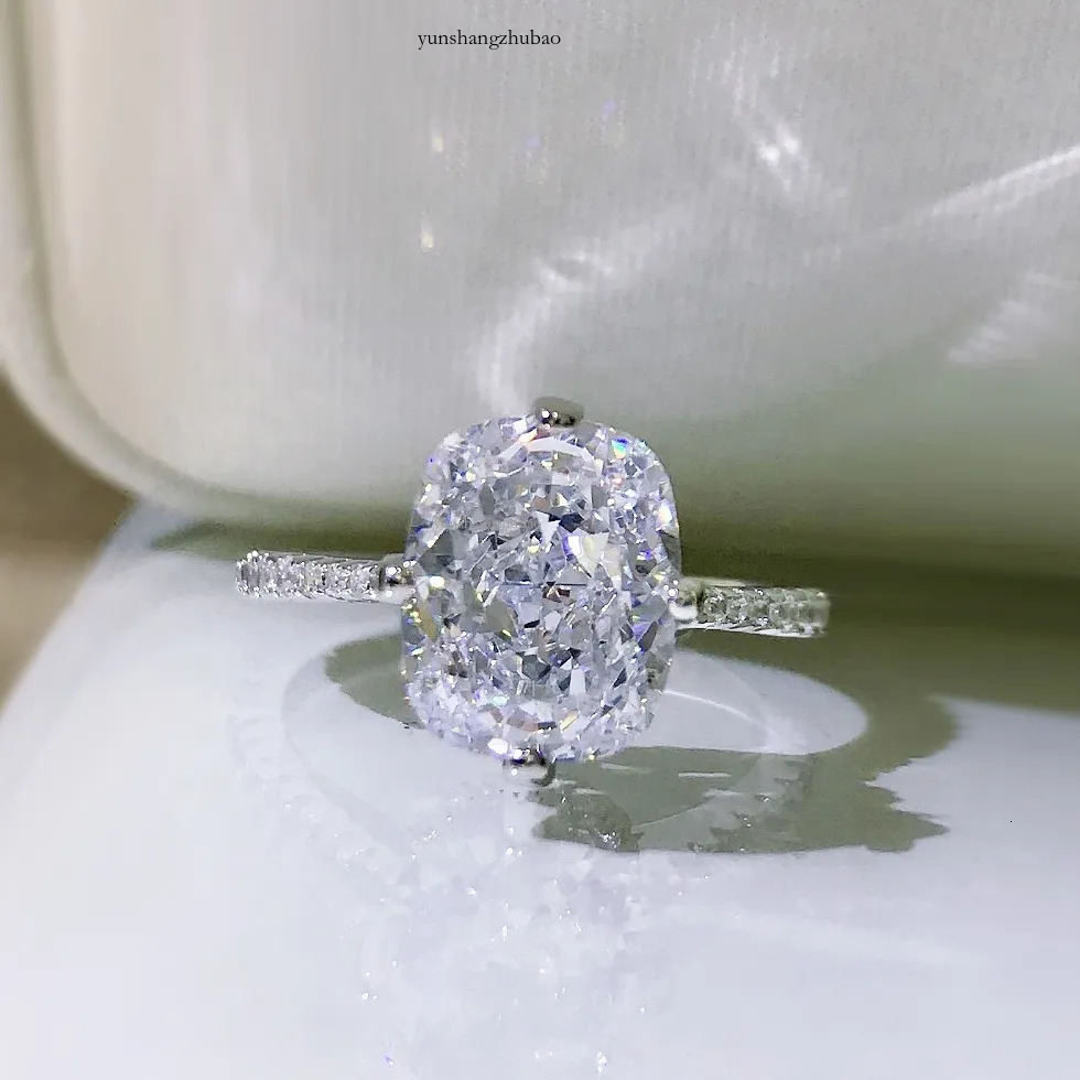 Cushion Cut 8*10mm Moissanite Dia Ring 100% Real sterg sier Party Wedding band Rings for Women Engagement Jewelry