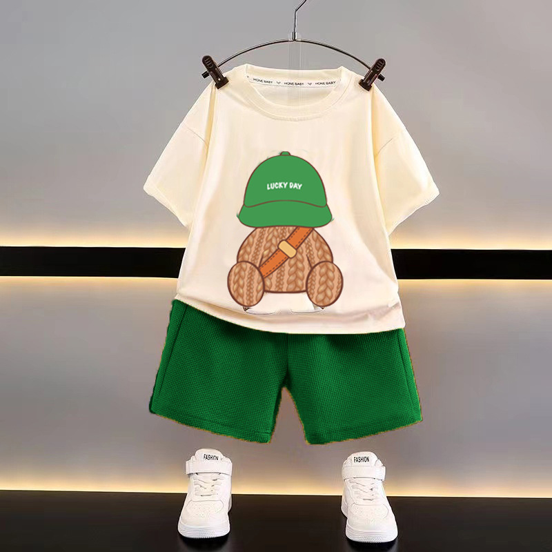 Junior 2 Piece Outfits Kids Cotton T-Shirt and Shorts Set - Casual Summer Clothing for Toddlers and Youth Lightweight for Daily Use y2506076LRT