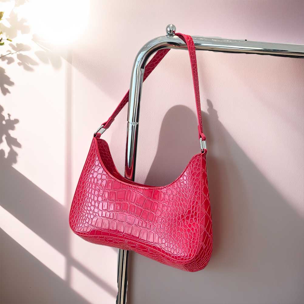 Crocodile Pattern Retro Classic Purse PU Leather Clutch Purse with Zipper Closure Underarm Bag Niche Design for Women