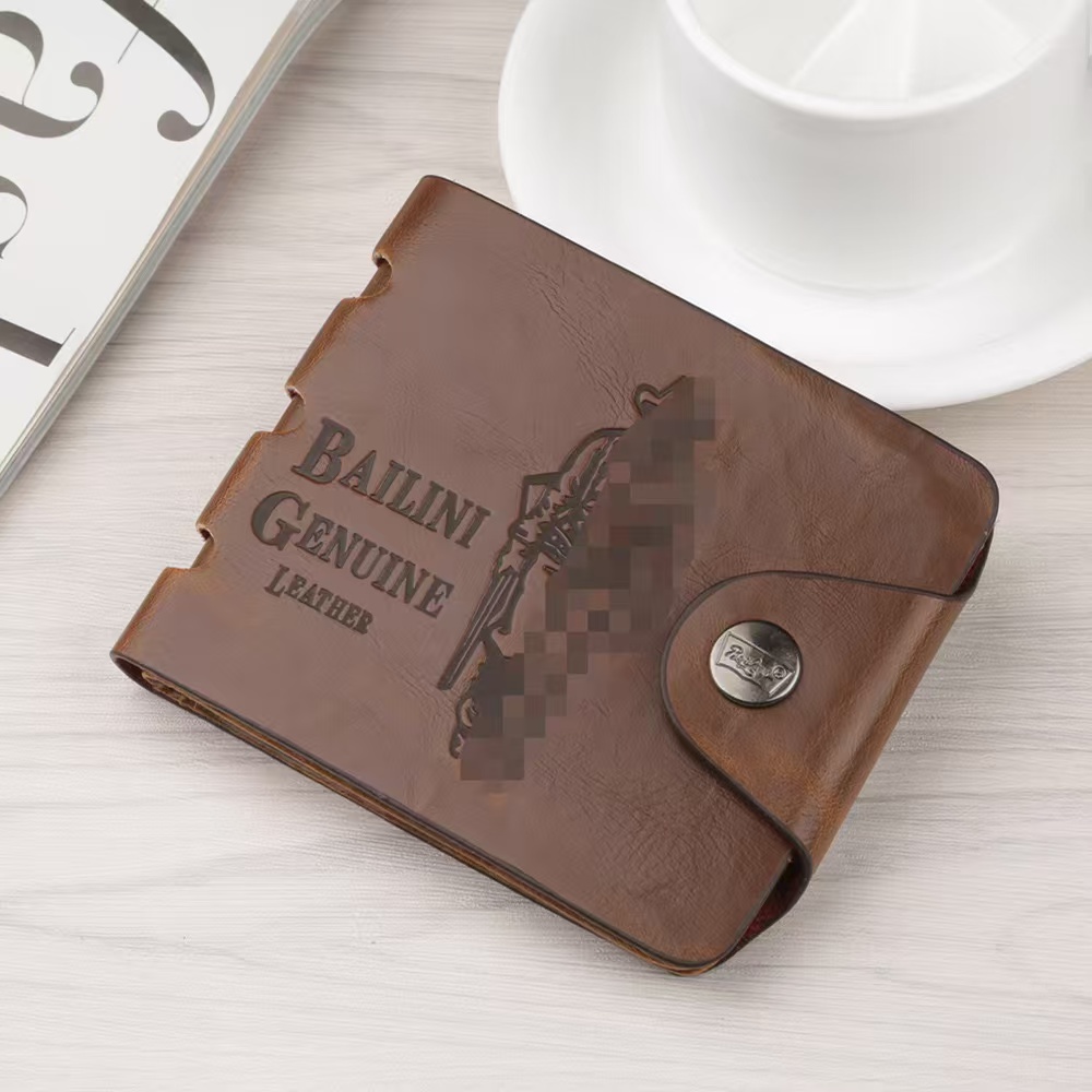 New Male Designer Hunter Large Capacity Leather Wallet With BuckleTrendy Horizontal Style For Young And Middle-aged Students