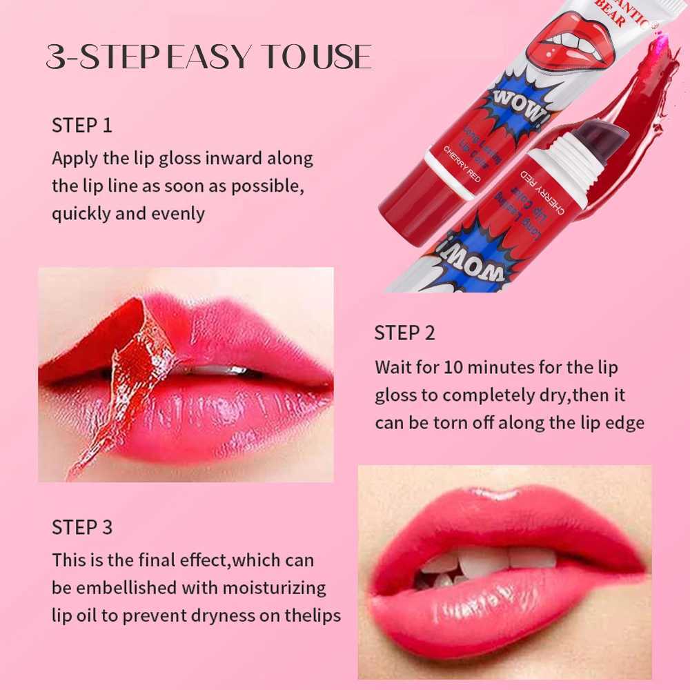 Amazing peeling liquid lipstick waterproof durable tear lipstick gloss women sexy makeup tear pull lip facial mask cosmetics W250312