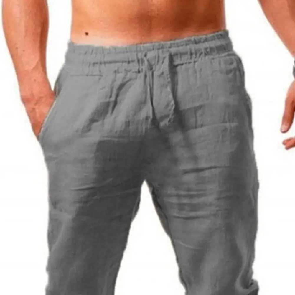 Mens Thin Style Cotton White Cargo Pants Male Spring New Breathable Solid Color Linen Trousers Streetwear Pantalon Homme LX241107