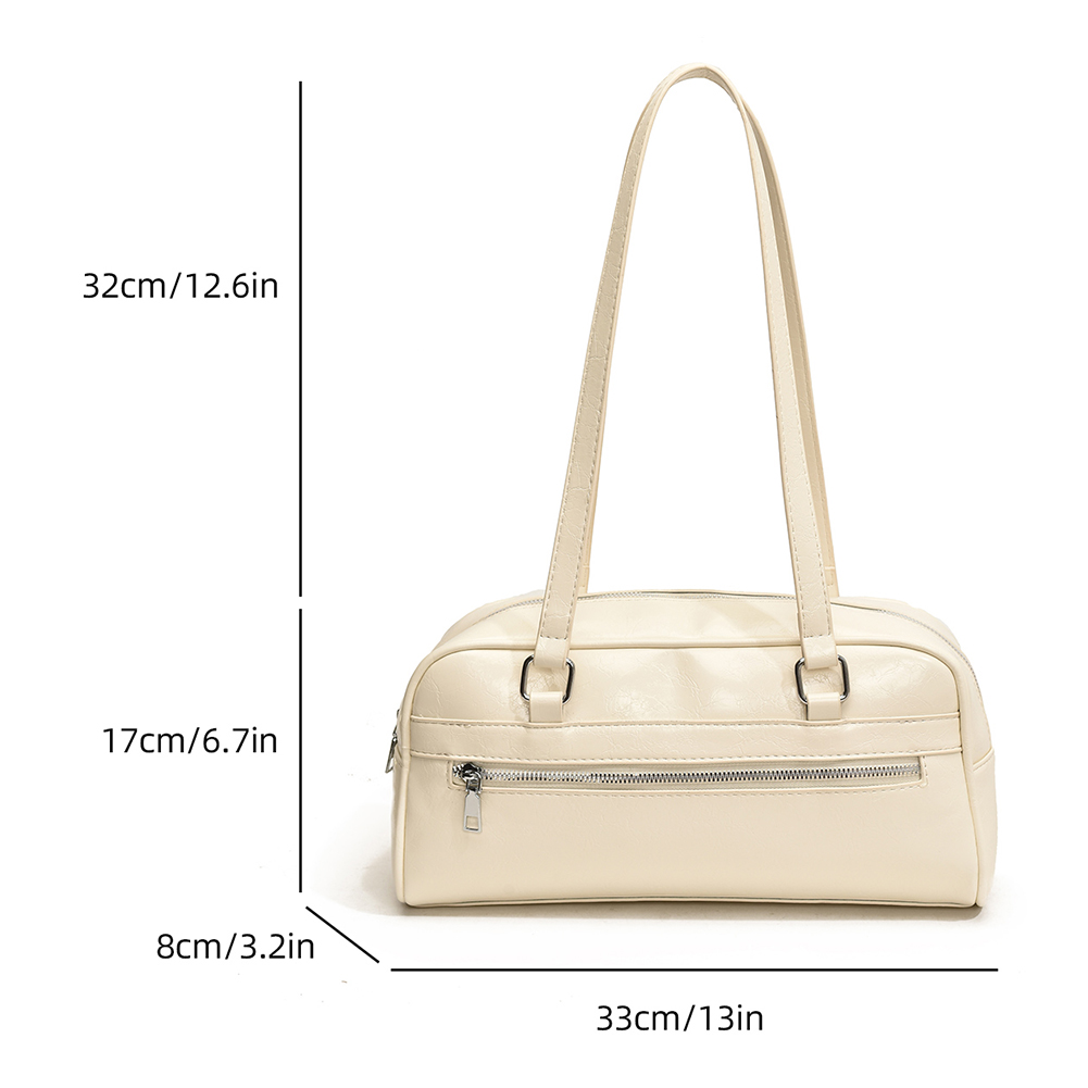 Women PU Shoulder Bag Stylish Armpit Bag Solid Color Fashion Underarm Bag Large Capacity Trendy Tote Handbag Outdoor Travel Bag