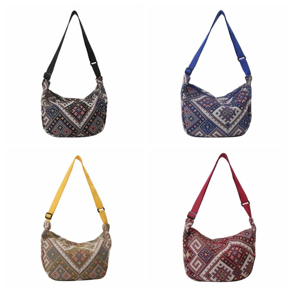 Large Capacity Ethnic Style Shoulder Bag Bohemian Korean Style Canvas Crossbody Bag Phone Bag Small Square Bag