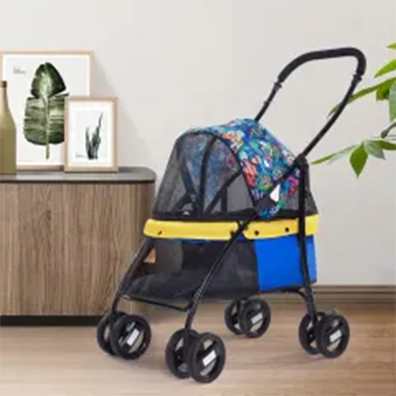 Foldable Lightweight Dog Stroller with 360-Degree Panoramic View for Comfortable Rides