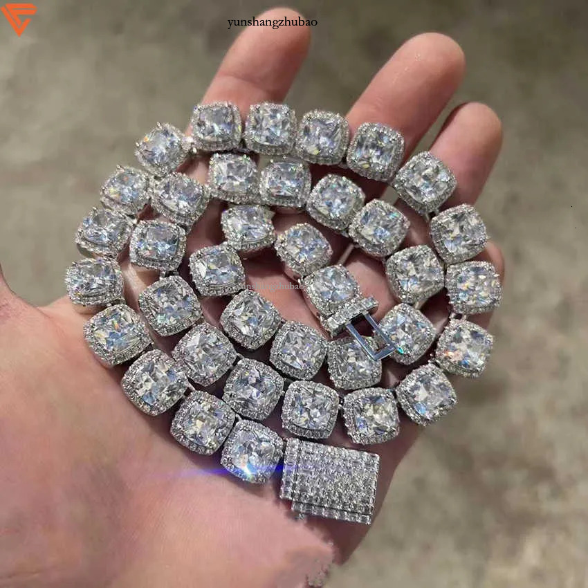 Lifeng Eent Cut Necklace Hand-set Craftsmanship10mm Rock Candy Tennis Men and women Chain d Vvs Moissanite Dia Chian